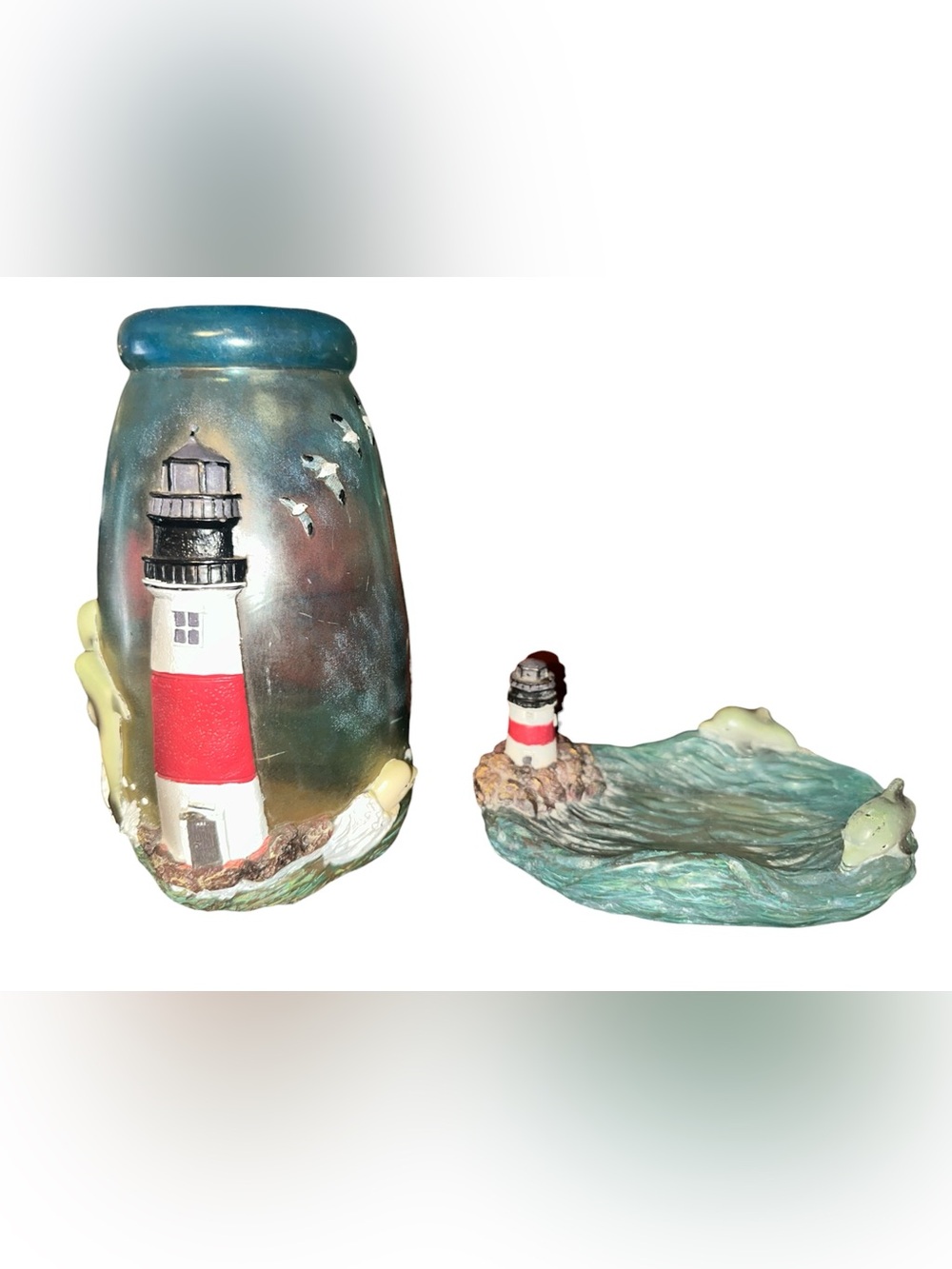 Lighthouse beach themed bathroom set